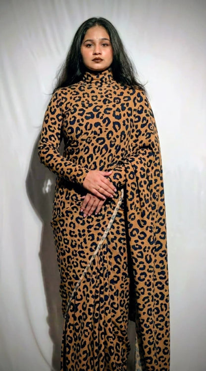 Georgette Tiger Print Saree