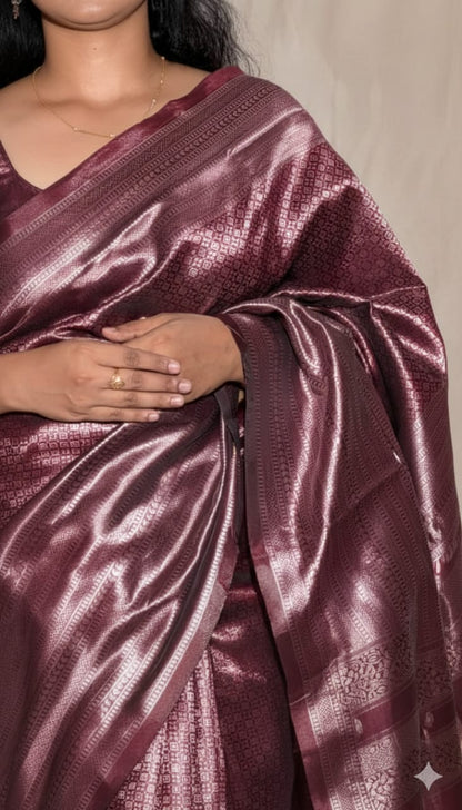 Tamara Wine Banarasi Saree